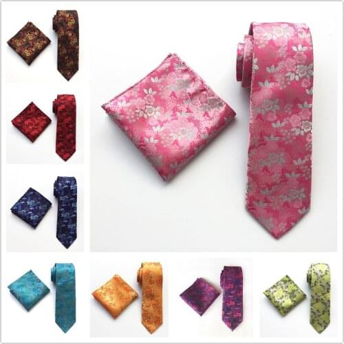 8cm Formal Necktie Set Unique Designer Ties with Elegant Floral Flowers Pocket Square Sets for Men Wedding Party