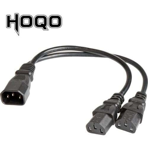 Wholesale 1pcs Single IEC 320 C14 Female to Dual C13 5-13R Male Short Y Splitter Power Cord Adapter pdu ups Cables 30cm 1ft