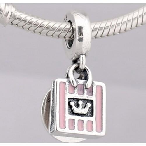 Original Enamel Shopping Queen Pendant Beads Fit 925 Sterling Silver Bead Charm Bracelet Bangle Diy Jewelry