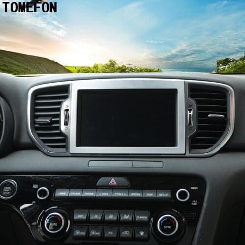 TOMEFON For Kia Sportage QL 2017 2018 ABS Chrome Dashboard Center Navi Screen Panel Control Cover Trim Molding Interior Styling