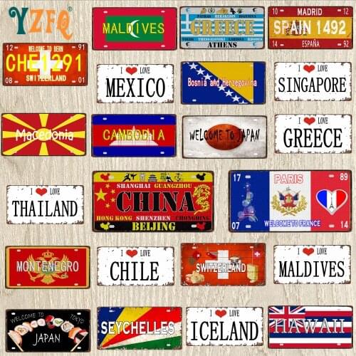 30X15CM National Flag Poster Metal Sign For Wall Home Music Bar Art Shop Restaurant Craft Decor DC-0417A