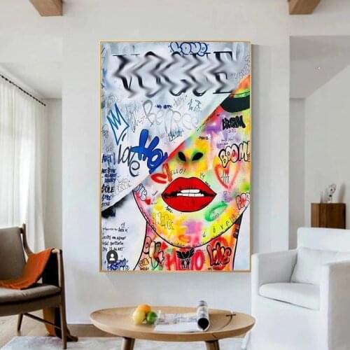 Pop Art Love Vogue Woman Canvas Painting Mordern Street Art Posters and Prints Wall Art Pictures for Living Room Home Decoration