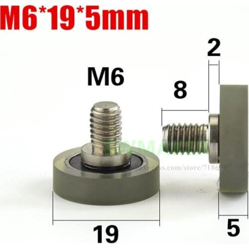 10pcs M6*19*7mm M6*19*5mm M6 screw thread pulley , Pu polyurethane soft rubber, elastic and silent, drawer roller / wheel
