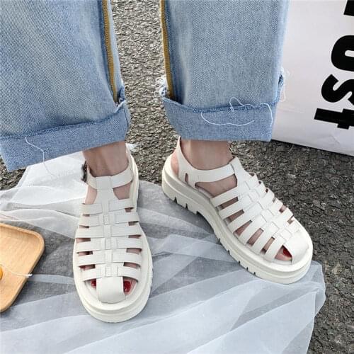 White Harajuku lolita sandals Summer Chunky Sandals Women Open Toe Platform Heels Goth Punk Ladies Casual Shoes On Comfortable