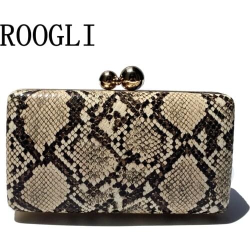 Snake pattern woman evening bag PU leather clutch bag shoulder bag wedding party bag snake print purse and handbag black 2020NEW