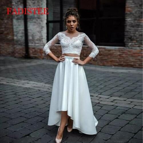 Two-pieces wedding dresses party sereia gown robe de soiree prom party vestidos fiesta button vestido para gordas long sleeves