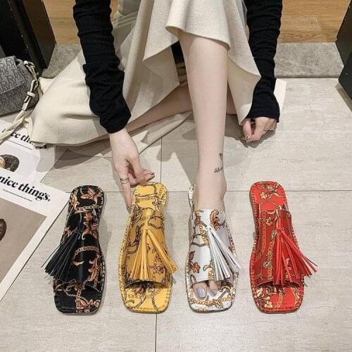 Women Shoes Summer Bohemia Tassel Tassels Women Slippers Casual Flat Shoes Slippers Peep Toe Sandals Slip On Slipper
