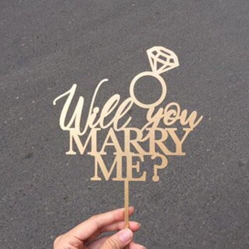 Will You Marry Me Cake Topper with Diamond Ring Cake Decoration Wedding Engagement Bridal Shower Bachelorette Party Cake Topper
