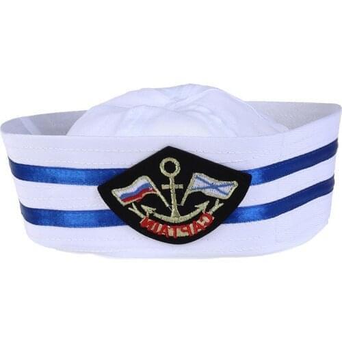 Funny Cosplay Military Hats For Adult Kids Sailors Captain White Hat Navy Marine Army Cap With Anchor Children Sailor Costume