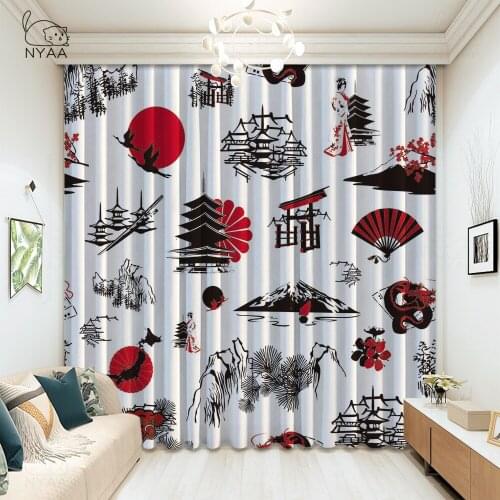 Cranes And Chrysanthemums Japanese Traditional Pattern Curtain Home Hotel Hooks For Curtains Rope Bedroom Curtain Micro Shading