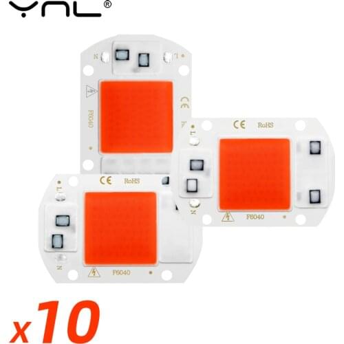 10pcs/lot COB Chip LED Grow Light Full Spectrum AC 220V 110V 50W 30W 20W 10W Phyto Lamp No Need Driver Indoor Plants Grow Lamp