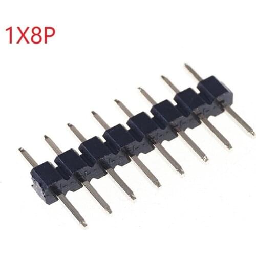 100pcs 1x8 P 8 Pin 2.0 mm Pin Header male single row Straight PCB 180 Through Hole Insulator height 2.00mm Rohs Lead Free