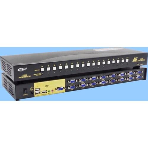 16 Ports Smart Automatic USB VGA KVM Switch OSD Menu Hotkey Button Control with cables
