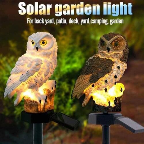 2Pack Owl Solar Garden Lights with Solar Panel Fake Owl Waterproof Solar Garden Lights Owl Ornament Outdoor Yard Garden Lamps