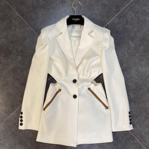 2020 Solid Color Women Jacket Turn-down Collar Long Sleeve Autumn Winter Korean Fashion Hollow Out Female Coat Tide