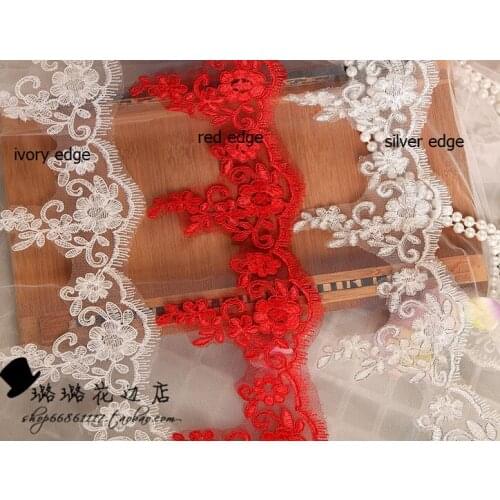 5 Yards High Quality Embroidered Embroidery Wedding Lace Trim Trimming Fabric Free Shipment