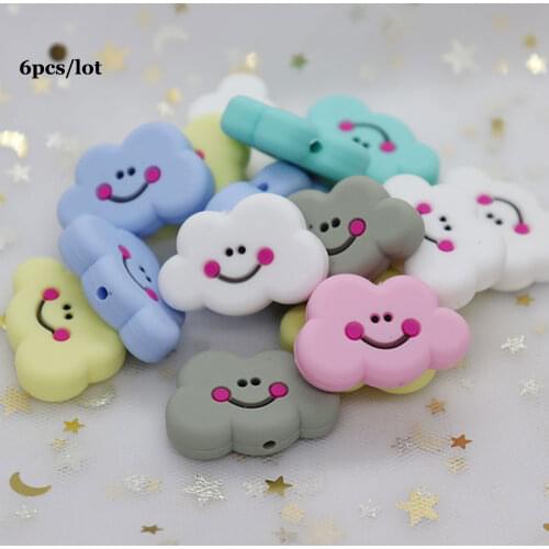 6Pcs Cloud Perle Silicone Dentition Silicone Beads BPA Free Nursing Gifts Baby Teething Necklace Toys Siliconen Kralen Mordedor