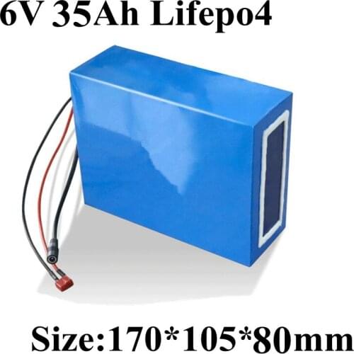 6V 35Ah Lifepo4 Battery with BMS Lithium Power Toy Car Kid Power Tools + Charger Replace Lead Acid + 2A Charger