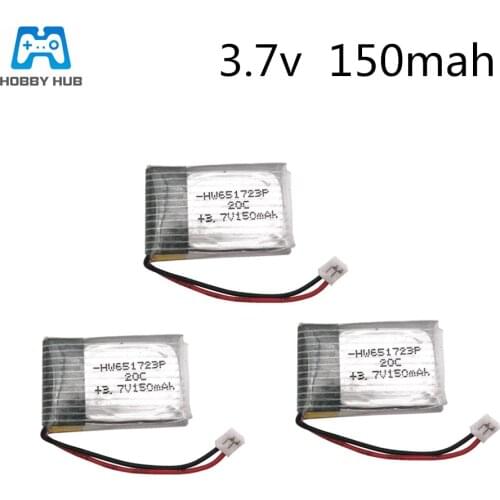 3/4/5pcs 3.7v 150mah Lipo Battery For spare part for H20-04 RC Quadcopter3.7 v 150 mah for H20 lithium battery1.25mm Plug 651723