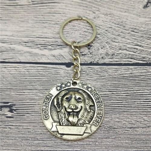 New Trendy Retro Golden Retriever Key Chains Fashion Pet Dog Jewellery Golden Retriever Keychain Bag Keyring For Women Men