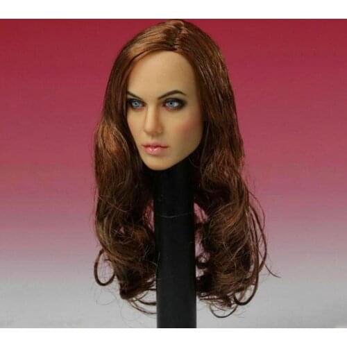 CGL T-10 1/6 Scale Soldier Female Head Sculpture Sexy Hair-planting Beauty Angelina Jolie Head Sculpture Model