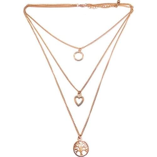 Long Gold color Love Tree of Life Necklace for women