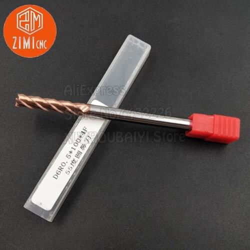 Milling Attachment HRC55 6mm Diameter R0.5 Round Nose Milling Cutter End Mill 4 Blades Straight Shank Milling Tool Machine Tool