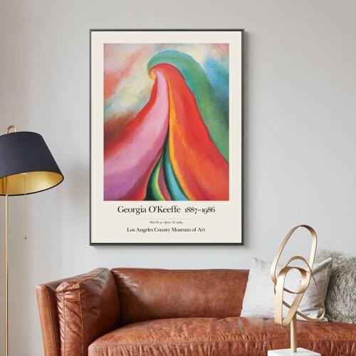 Georgia O'Keeffe American Modernism Female Painter Art Prints , 1989 Los Angeles County Museum Exhibition Poster Canvas Painting
