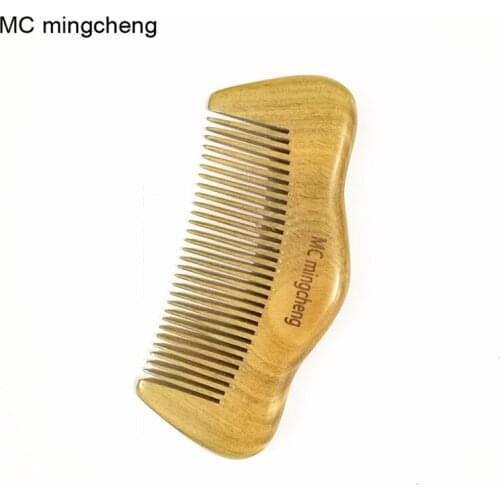 MC Handmade Pure Natural Green Sandalwood Comb High Quality No Static Hair Mustache Wood Comb Beard Wooden Comb Pocket Comb