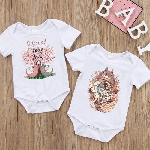 DERMSPE New Arrival Newborn Baby Boys Girls Soft Short Sleeve Jumpsuit Funny Cartoon Print Toddler Romper 0-24M