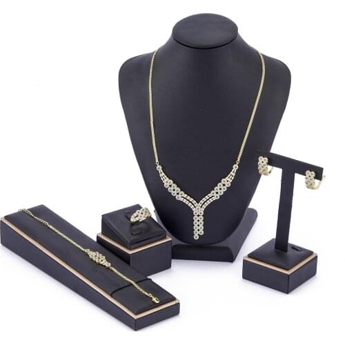 Color fashion jewelry set gold color necklace earrings Ring for women brida jewelry set Morocco gold color jewelry set