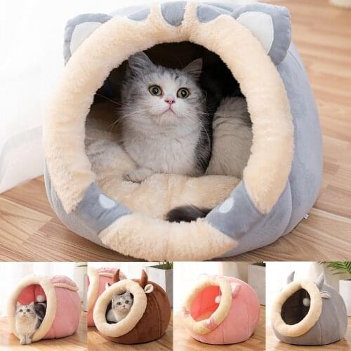 Sweet Cat Bed Warm Cat Nesk Round Pets Sleeping Cave Kitten Beds And Houses Soft Kitten Lounger Cushion Cats Accessories