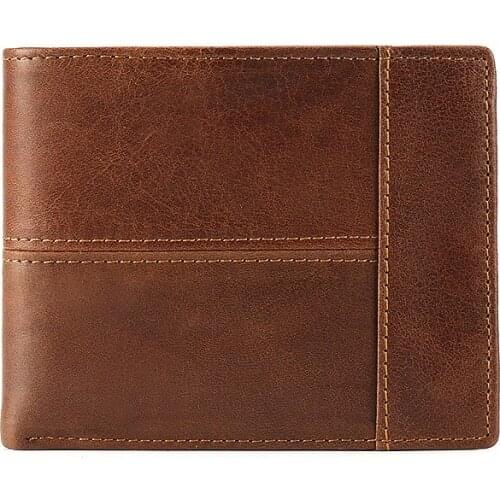 Literature and art vintage style unisex high quality short business wallets genuine leather casual wallet