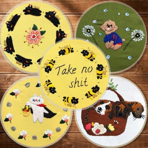 Cute Animals Embroidery Material Package DIY Cross Stitch Supplies Handcraft Embroidery Kit Needlework Embroidered Materials