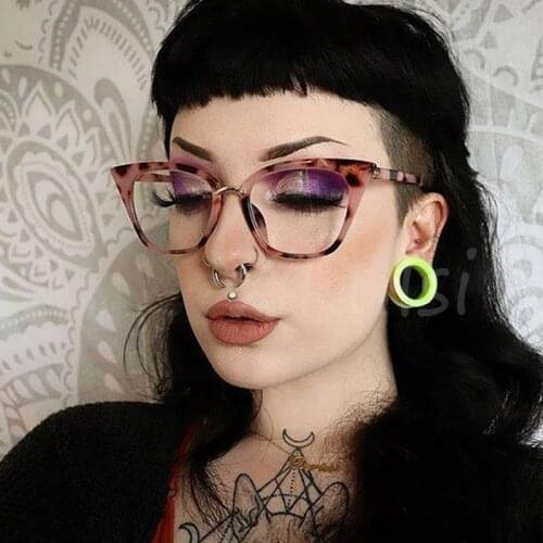 Fashion Womens 90s Clear Lens Cat Eye Glasses Frame Anti-blue Light Computer Radiation Optical Myopia Glasses Frame Women