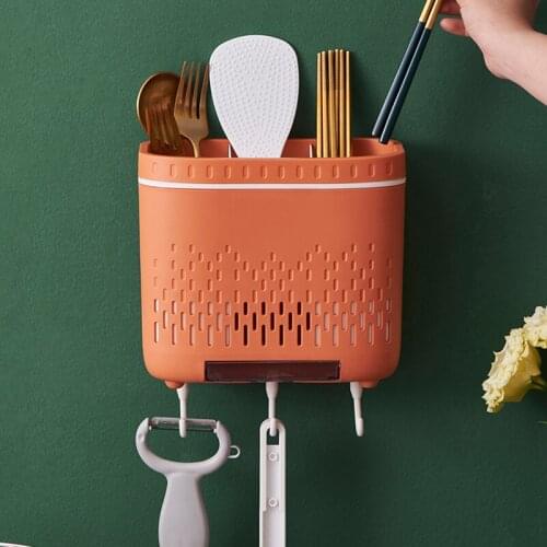 Wall Cutlery Organizer Spoon Fork Storage Box Chopstick Knife Holder Tableware Storage Shelf Drain Rack Kitchen Accessories
