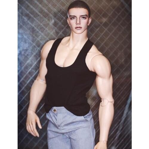 NEW 1PCS Bjd doll clothes T-shirt Vest White Black Muscle Man Slim-Fit for Uncle IP-Hid Fashion dolls accessories
