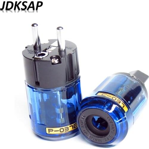 New P-037e+ C-037 Rhodium Plated Pure Copper Poles EU Power Plug AC Power Cord Plugs Connector