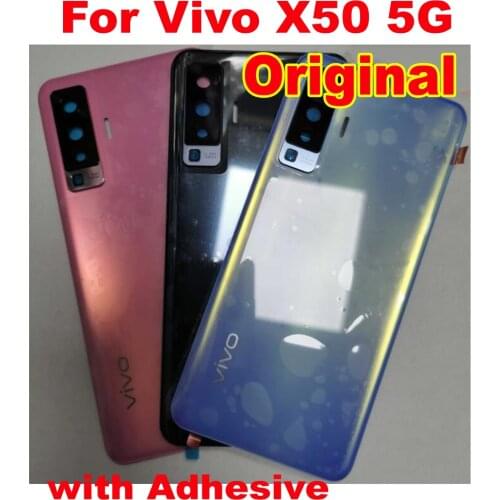 Original Battery Back Cover For Vivo X50 5G Rear Case Housing Door Lid + Camera Frame Glass Lens with STICKER Adhesive Shell