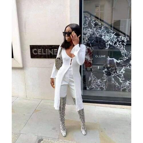 2021 Ins Internet Celebrity Famous Coats Solid V-neck Bandage X-long Summer Casual Outwear