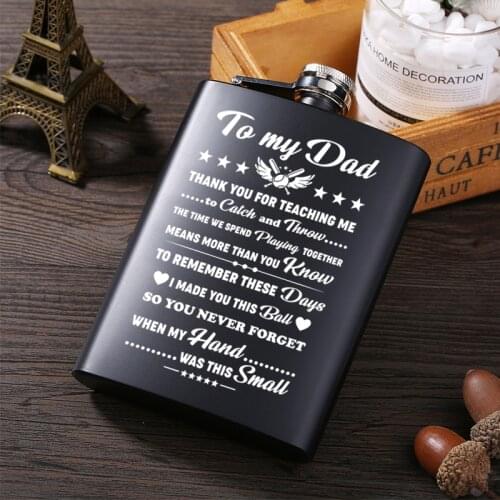 To my dad Mini 8oz All black Jack Liquor Whisky Flagon Stainless steel Alcohol Vodka Hip Flask Wiskey Bottle
