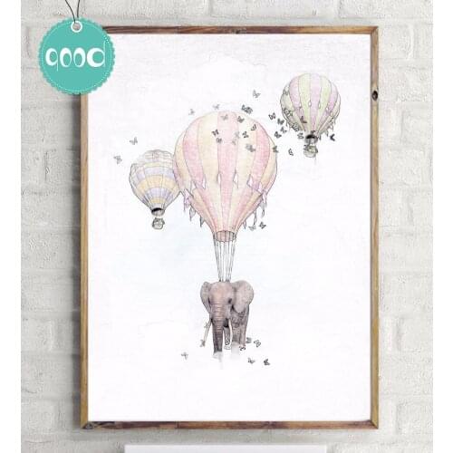 Elephant with Fire Balloon Sketch Canvas Art Print Painting Poster, Wall Pictures for Home Decoration, Home Decor Ye15-1
