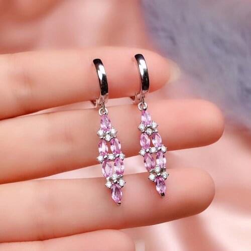 New Arrival Real and Natural Sapphire Earring 925 sterling silver Fine jewelry For men women