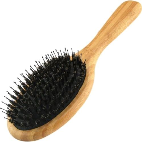 Hair Brush Boar Bristle Hair Brush with Nylon Pins Bamboo Paddle Detangler Brush Detangling Adding Shine Brushes Daily Use for C