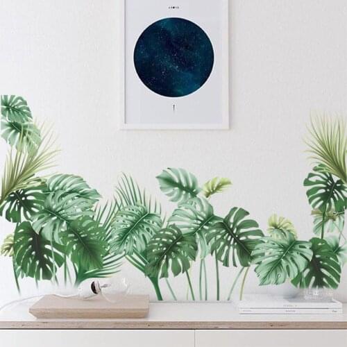 Nordic Monstera Leaf Wall Sticker for Living room Bedroom Sofa TV Background Decor PVC Murals Decals Home Decorative Wallpapers