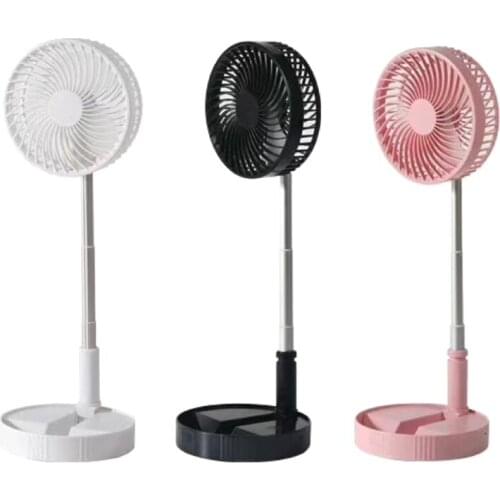 Folding Pedestal Stand Fan Mini Telescopic Fan USB Rechargeable Table Floor Fan 4 Speeds Adjustable Height D0JE
