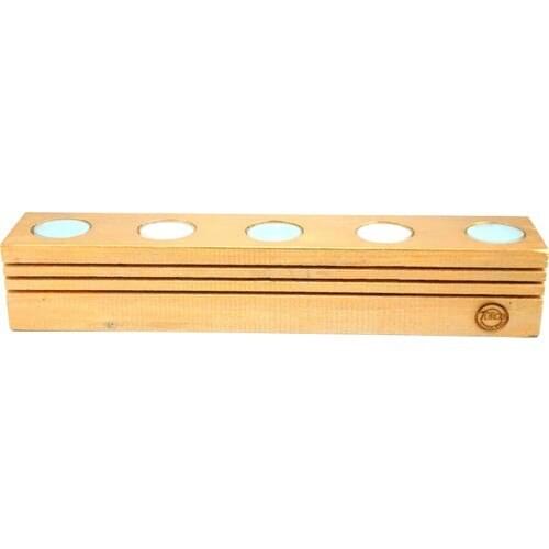 Turcowood Foil Gold Painted Light Low Beam Gorgeous Decorative Natural Wooden Candle Holder