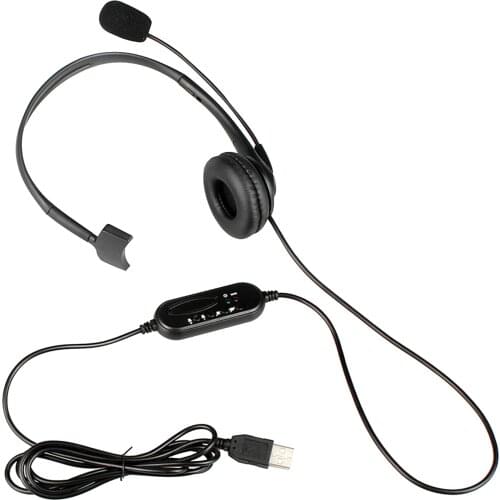USB Computer Headset Wired Business Ear Headphone for Call Center PC Laptop Chat