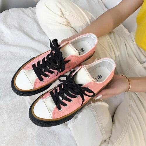 Vulcanize Shoes Women Flat Korean Style Trendy Breathable Canvas Sneaker Womens All-match Non-slip Outside Ladies U12-55