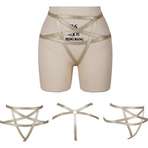 Elastic Bondage Punk Harness Fashion Womens Underwear Pentagram Triangle Shorts Sword Belt Garters Stocking Erotic Lingerie